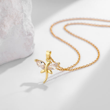 Zircon Dragonfly Necklace for Women