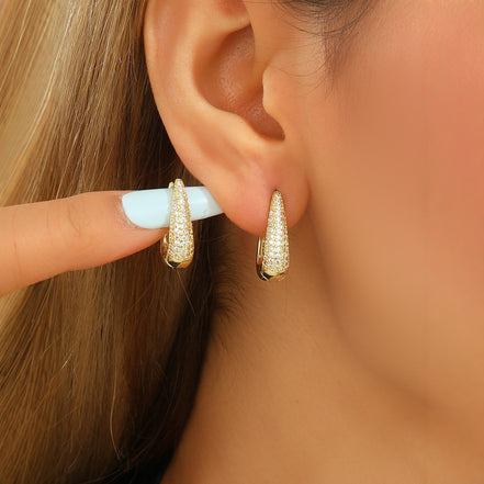Elegant Full Diamond Copper Earrings