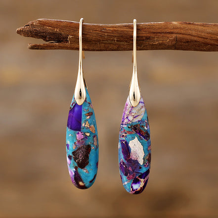 Gold Plated Emperor Stone Drop Earrings