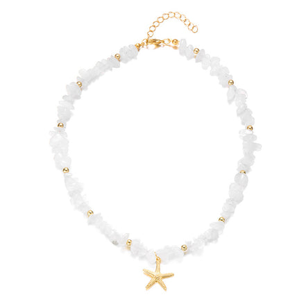 Small Gravel Starfish Pendant Necklace Choker