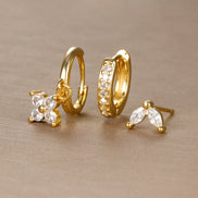 Emerald Green CZ Hoop & Stud Earring Set