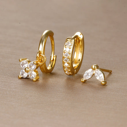 Emerald Green CZ Hoop & Stud Earring Set
