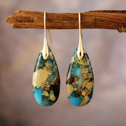 Turquoise Mosaic Teardrop Earrings