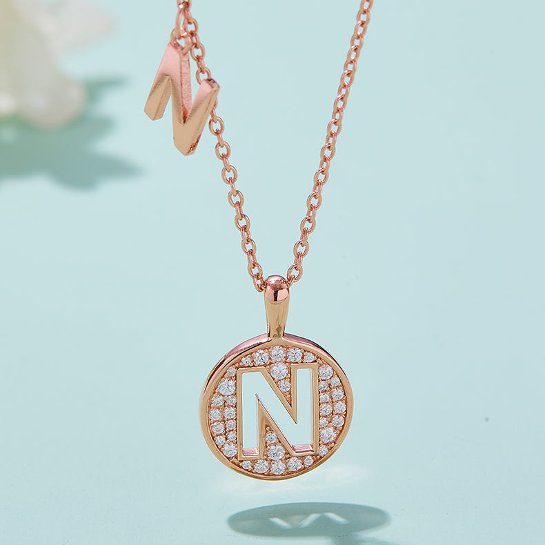 N Initial Moissanite Necklace