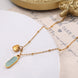 Ellipse Natural Stone Pendant Necklace | Gold Titanium Steel