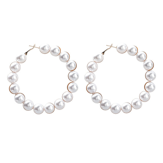 Pearl Big Hoop Earrings for Women
