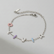 Custom Colorful Enamel Bubble Letter Bracelet