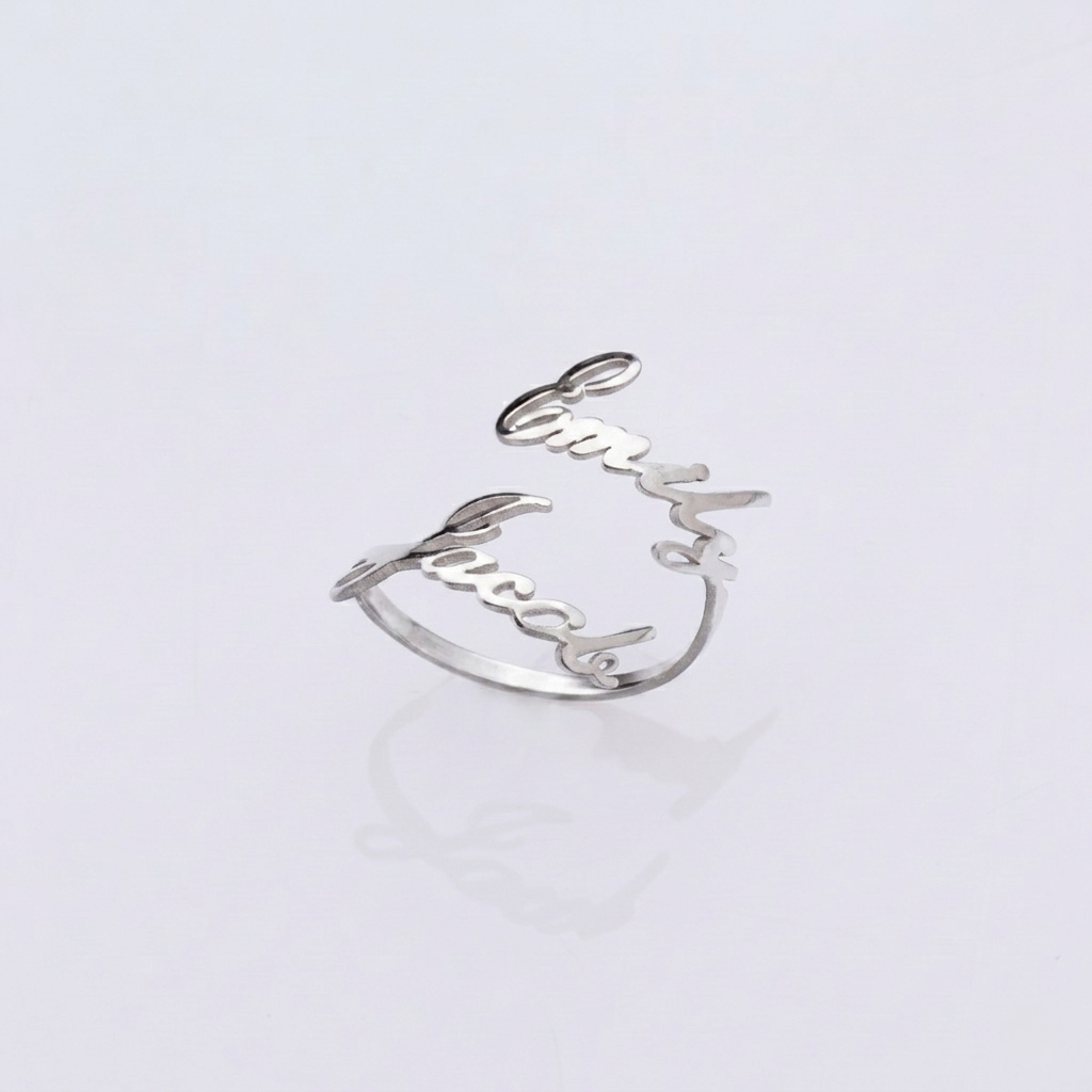 Customized Double Name Open Ring