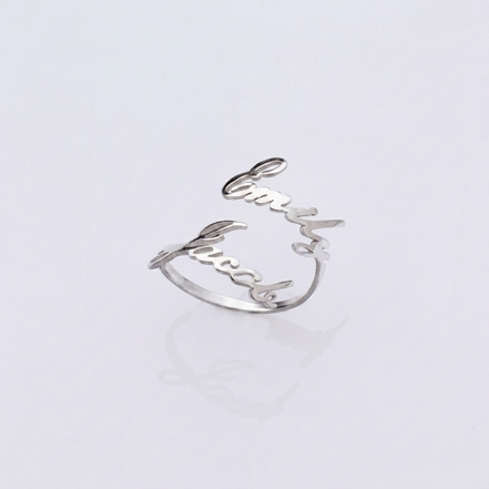 Customized Double Name Open Ring