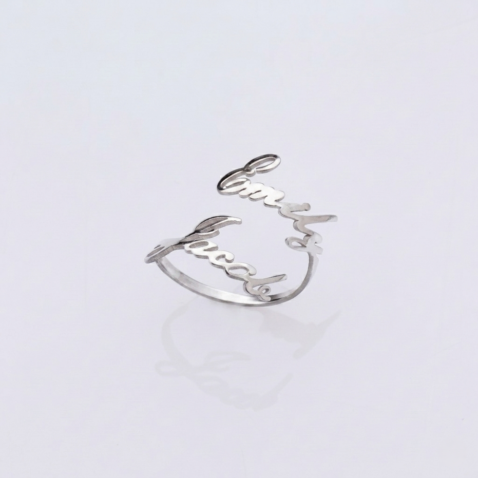 Customized Double Name Open Ring