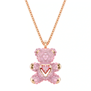 Rose Gold Pink Crystal Teddy Bear Necklace