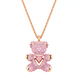 Rose Gold Pink Crystal Teddy Bear Necklace