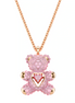 Rose Gold Pink Crystal Teddy Bear Necklace