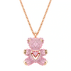 Rose Gold Pink Crystal Teddy Bear Necklace