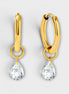 Huggie Hoop Earrings with teardrop Dangle