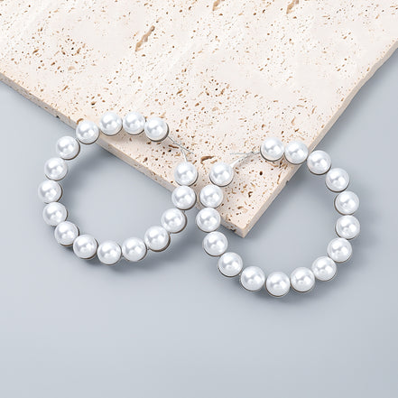 Pearl Big Hoop Earrings for Women