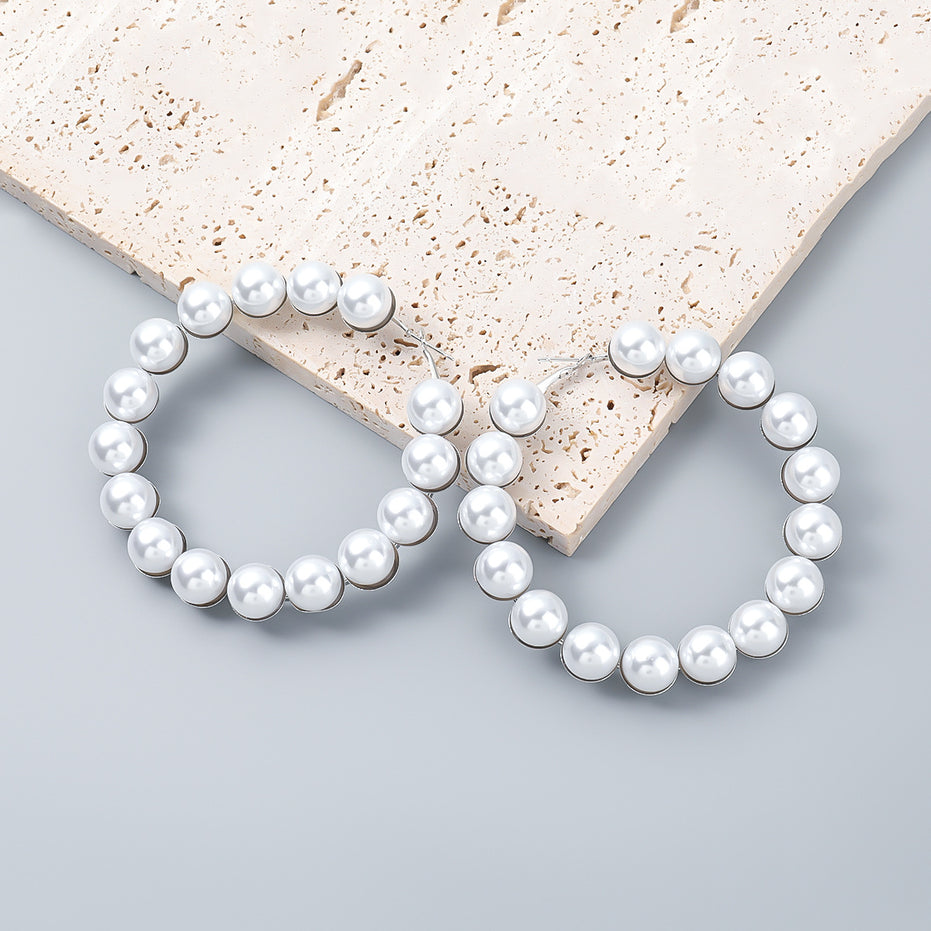 Pearl Big Hoop Earrings for Women