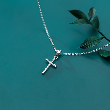 S925 Silver Full Diamond Cross Necklace