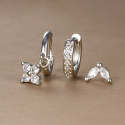 Emerald Green CZ Hoop & Stud Earring Set