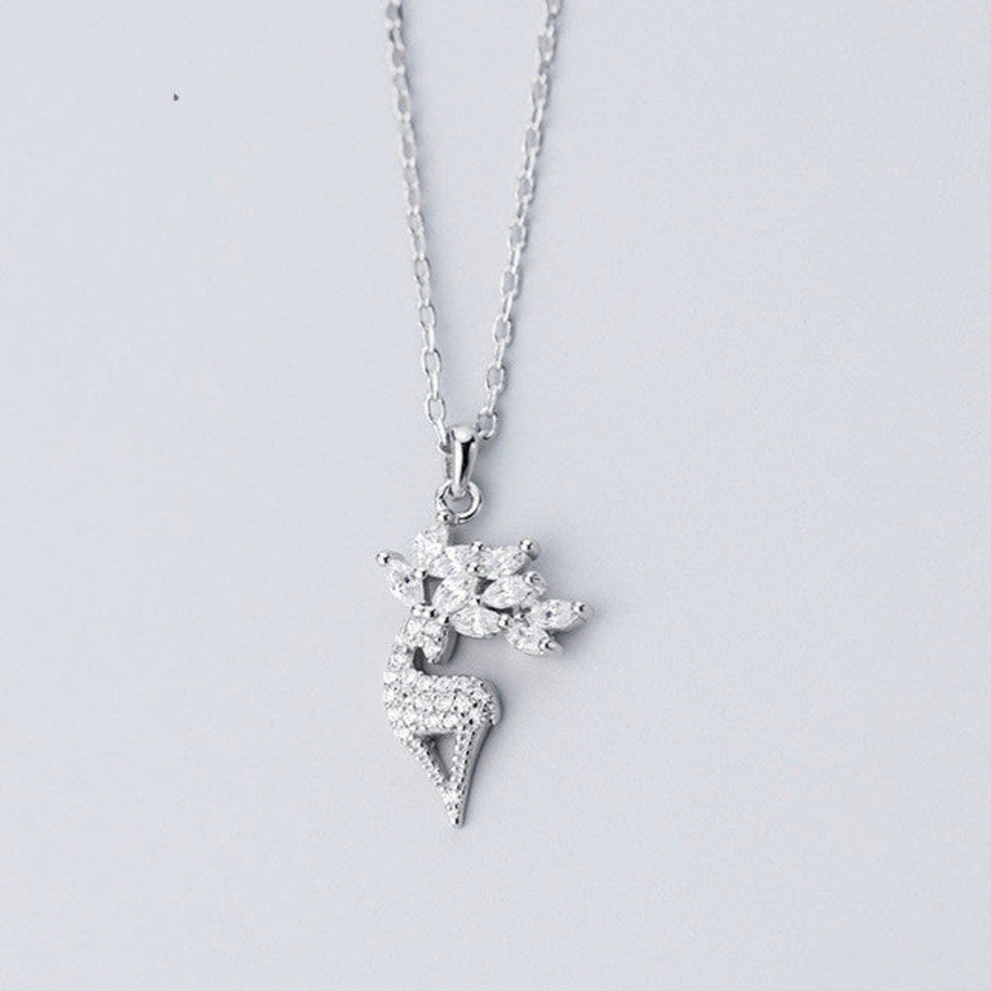 Sterling Silver Elk Diamond Necklace