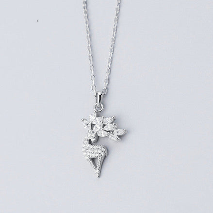 Sterling Silver Elk Diamond Necklace