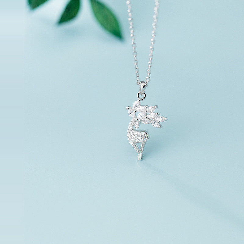 Sterling Silver Elk Diamond Necklace
