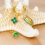 Emerald Green CZ Hoop & Stud Earring Set