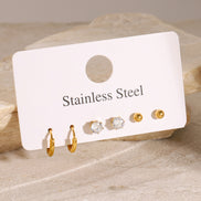 Gold Hoop & Crystal Stud Earring Set