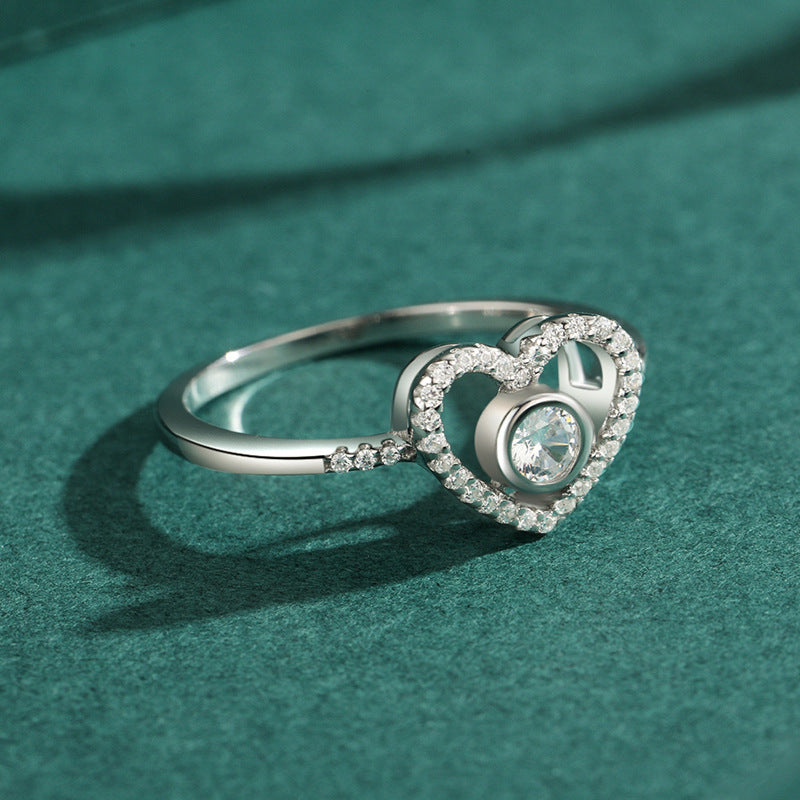 S925 Silver Heart Diamond Ring for Women