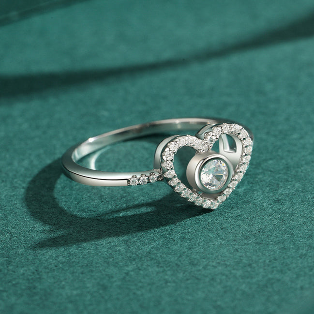 S925 Silver Heart Diamond Ring for Women