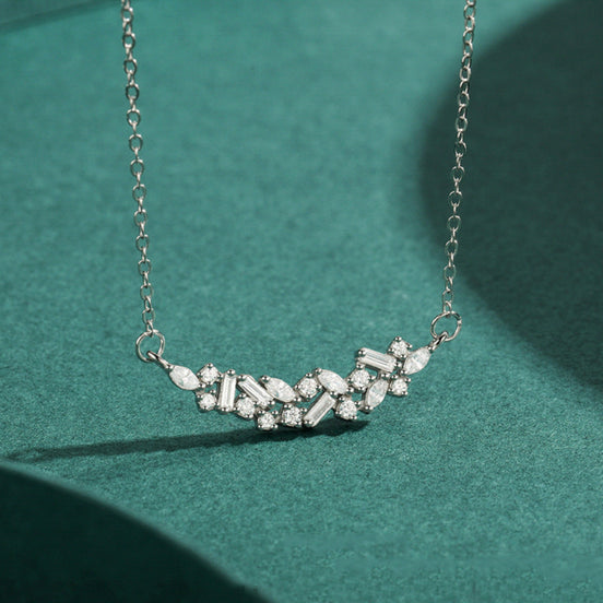 Geometric CZ Necklace | 925 Sterling Silver Minimalist Cross Chain