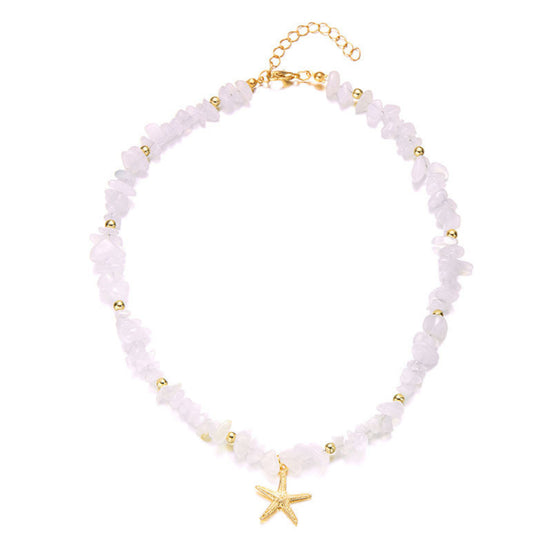 Small Gravel Starfish Pendant Necklace Choker