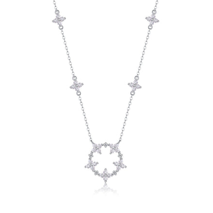 Iris Hexagon Moissanite Necklace | Platinum-Plated S925 Silver