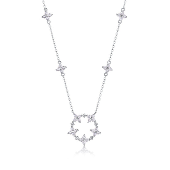 Iris Hexagon Moissanite Necklace | Platinum-Plated S925 Silver