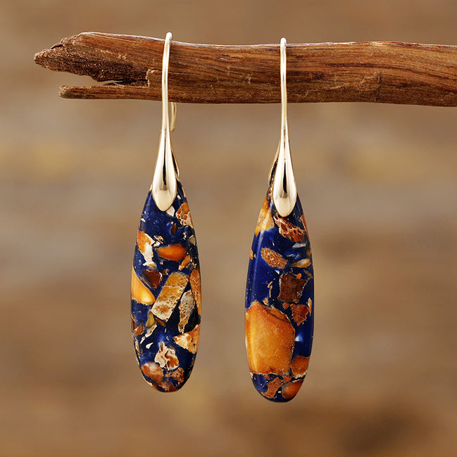 Gold Plated Emperor Stone Drop Earrings