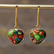 Natural Stone Heart Earrings for Women