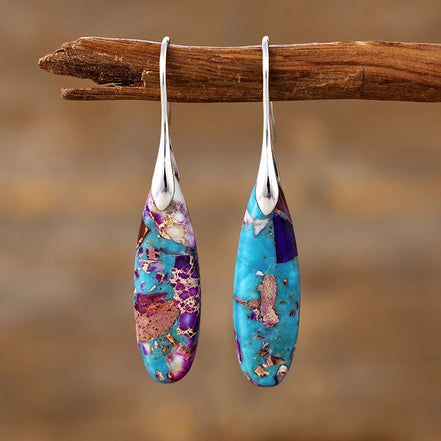 Gold Plated Emperor Stone Drop Earrings