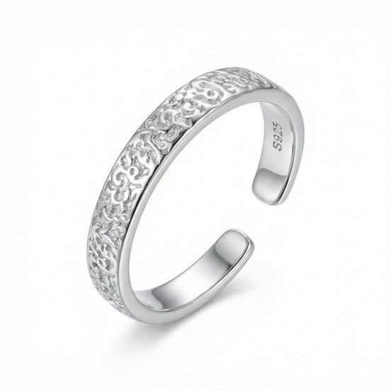 Geometric Textured Adjustable Open Ring | S925 Silver