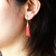 Red Geometric Stone Earrings