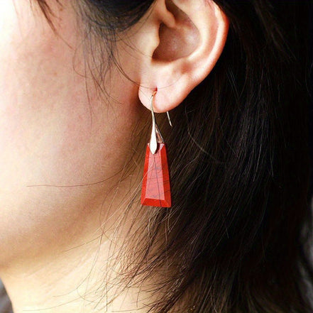 Red Geometric Stone Earrings