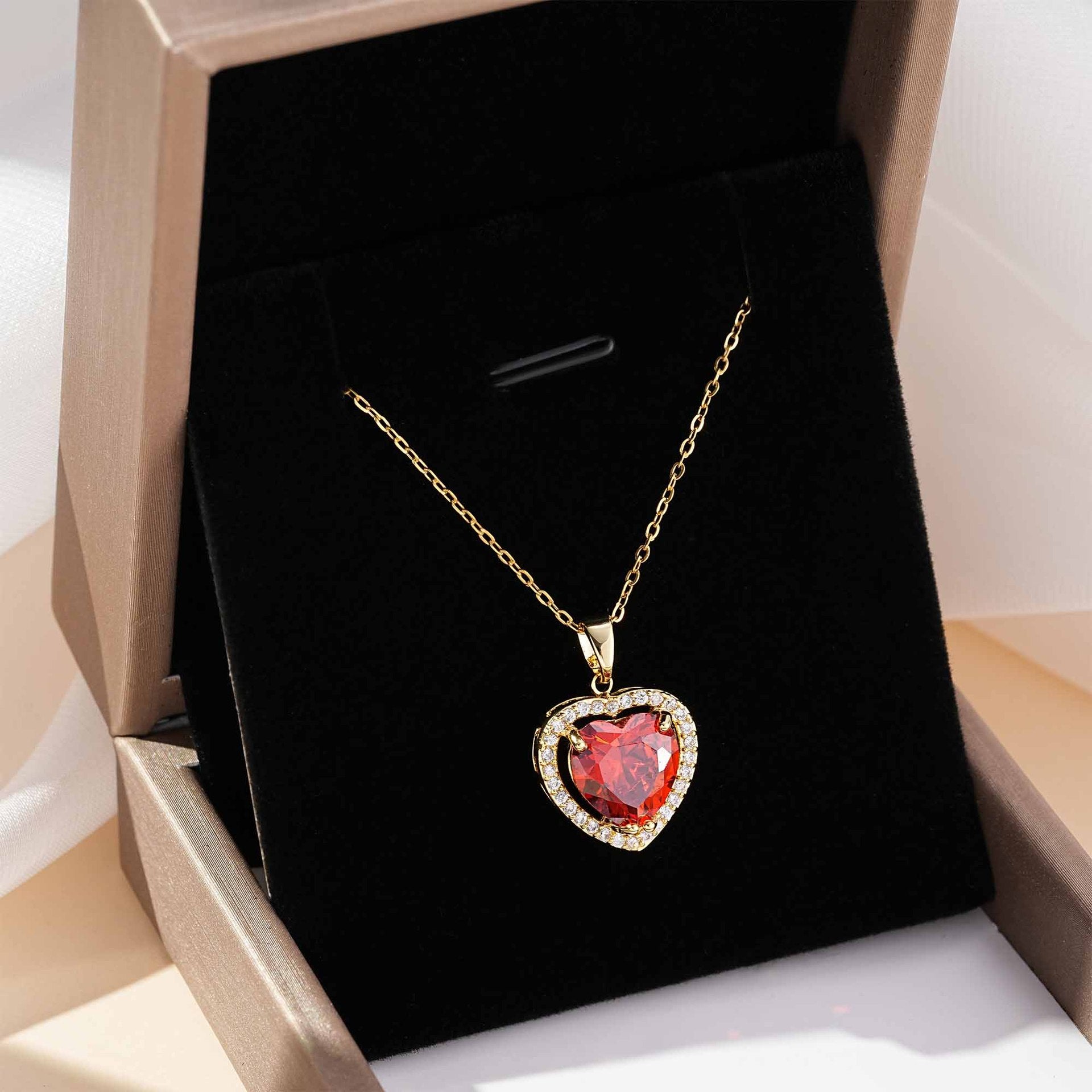 Red Heart Necklace for Women
