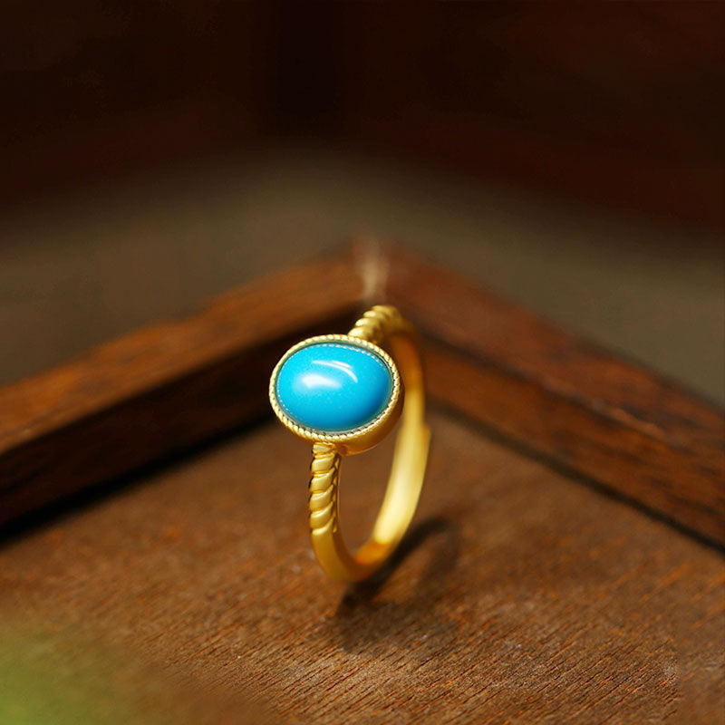 Gold-Plated Turquoise Ring for Women