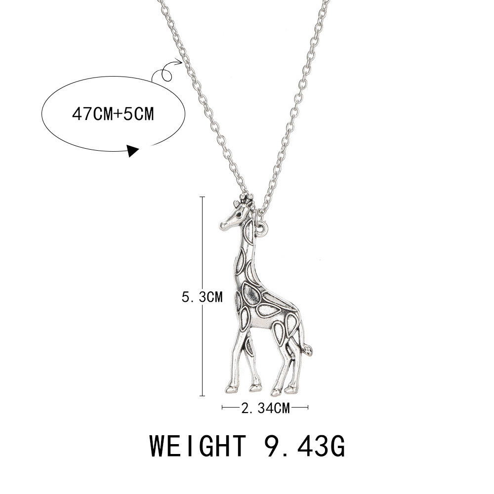 Silver Giraffe Pendant Necklace