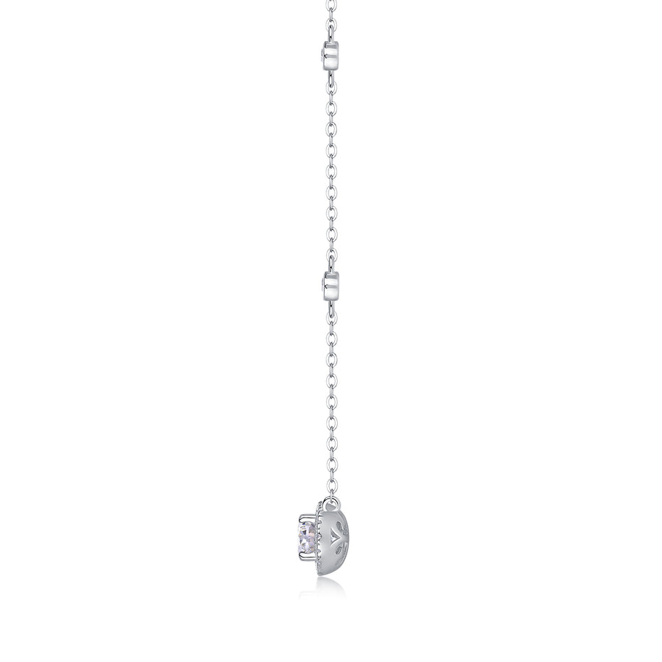 Egg-Shape Moissanite Pendant Necklace | Platinum S925 Silver | Minimalist