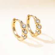 European & American Style Diamond C-Shaped Earrings