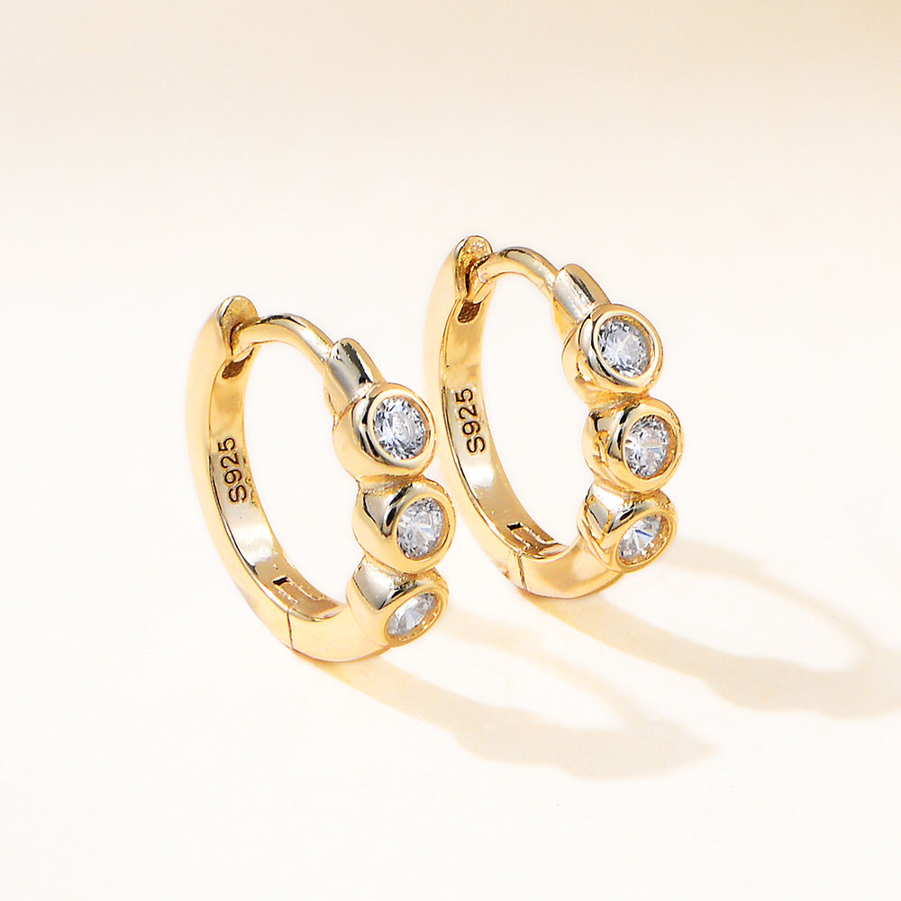 European & American Style Diamond C-Shaped Earrings