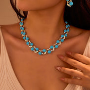 Pearl & Turquoise Necklace Earrings Set