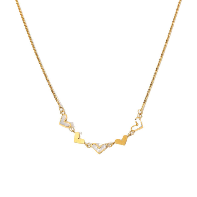 Gold Shell Heart Pendant Necklace for Women