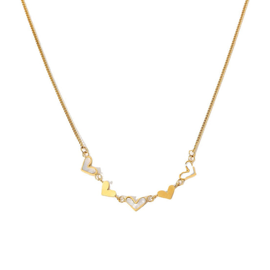 Gold Shell Heart Pendant Necklace for Women