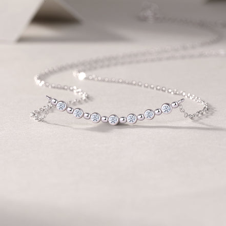 White Moon Stars Moissanite Necklace | Platinum-Plated S925 Silver